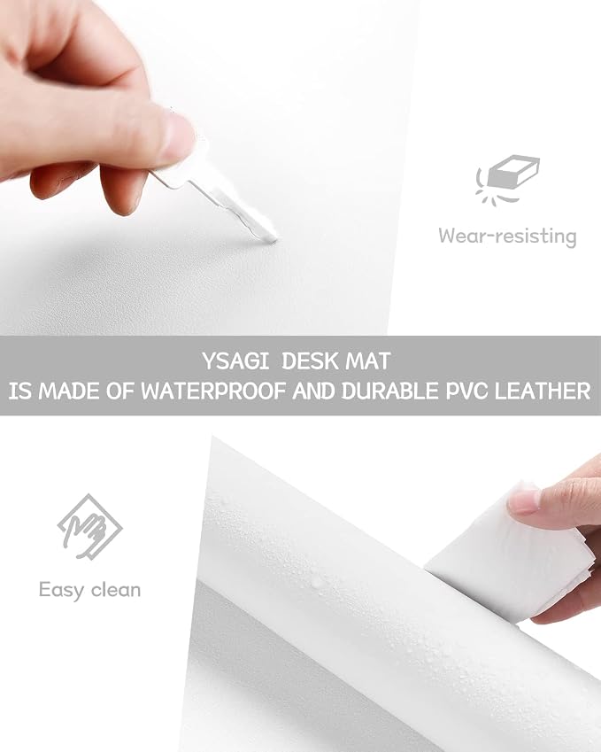 YSAGi Non-Slip Leather Desk Pad, Waterproof Laptop Computer Desk Keyboard Mat - Image 5