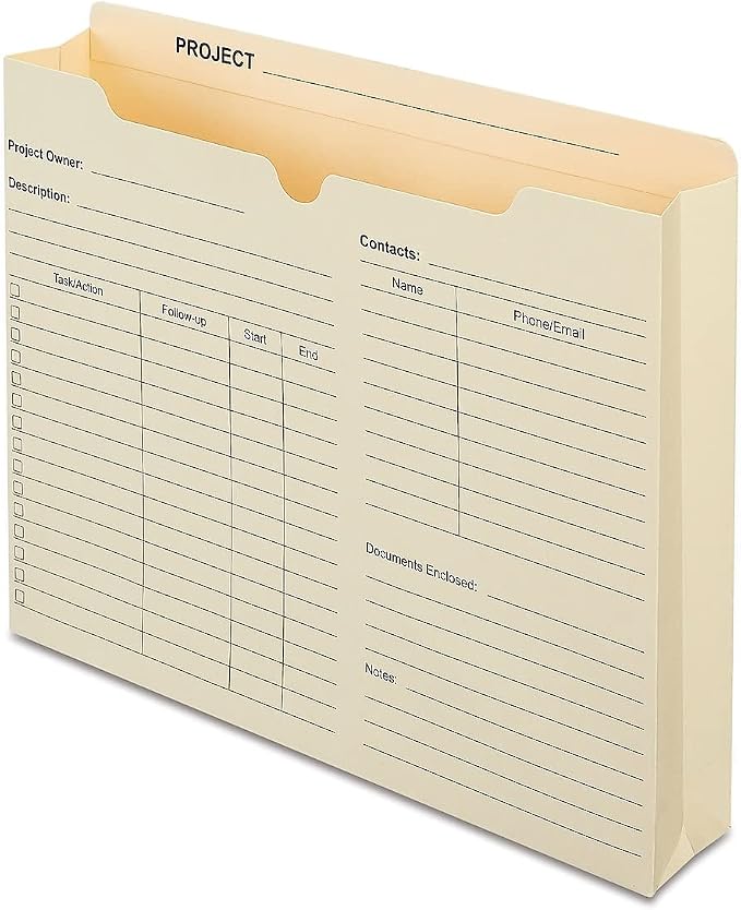 Staples Reinforced Pre‑Printed File Jackets, Letter Size, 2‑Inch Expansion by Staples