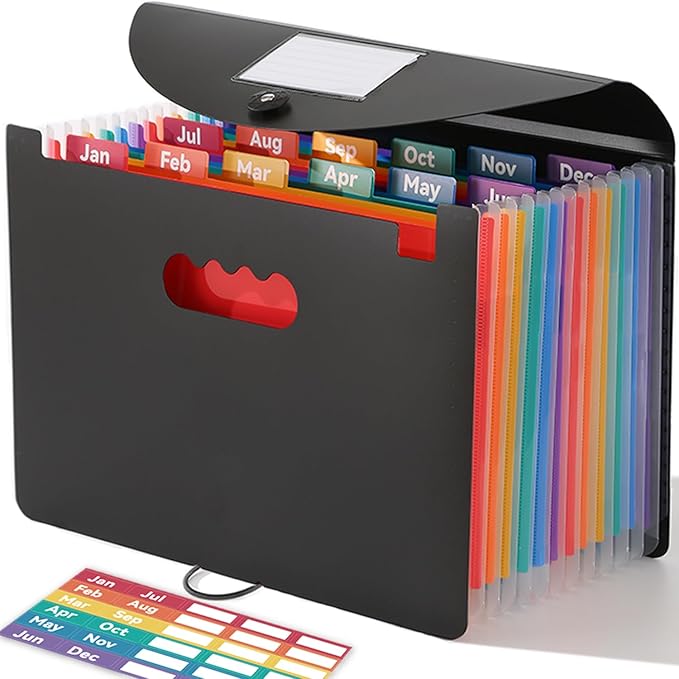 SortRax Accordion File Organizer 12 Pockets, Monthly Bill Receipt Tax Organizer by SortRax