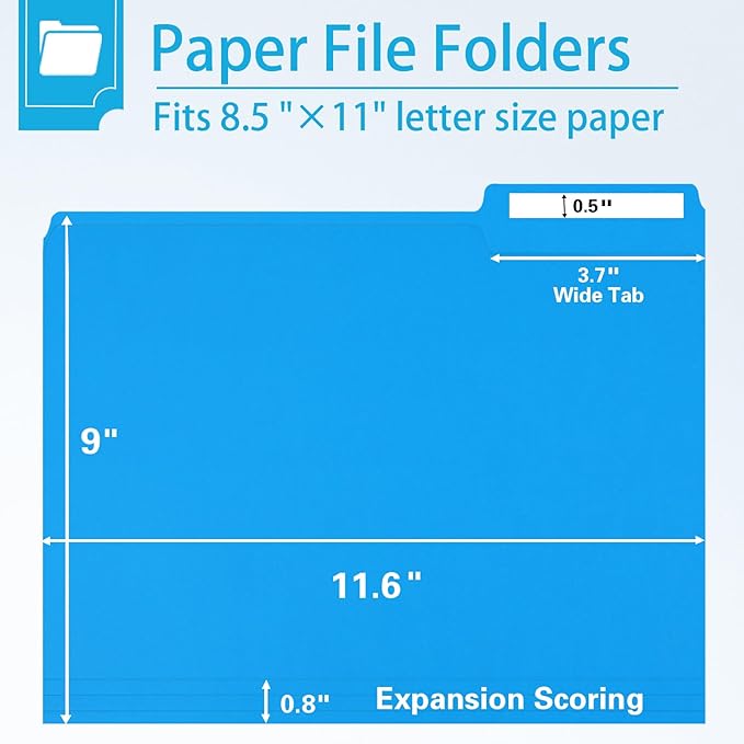 File Folder, RAZCC 30 Pack 1/3 Cut Tab Colored File Folders, File Folder Letter - Image 2