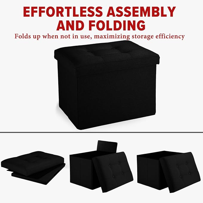 LINMAGCO Small Storage Ottoman Stool Foot Rest Stool Under Desk Stool Short - Image 6