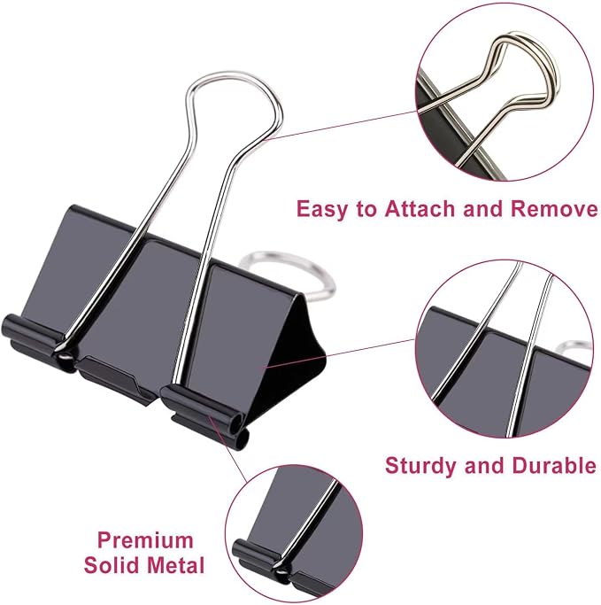 208 PCS Binder Clips Paper Clamps Assorted Sizes, Metal Paper Binder Clip - Image 4