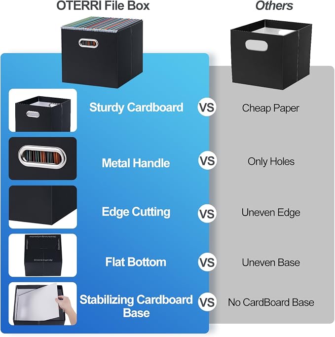 Oterri File Organizer Box, Portable Collapsible Cardboard File Folder Organizer - Image 5