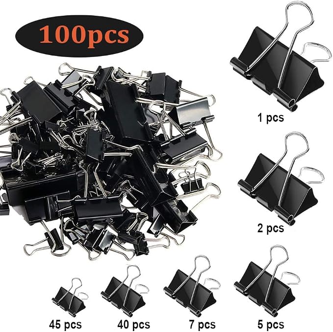 SANNIX 100 PCS Binder Clips Assorted Sizes, X Large, Mini and Micro, Binder - Image 2