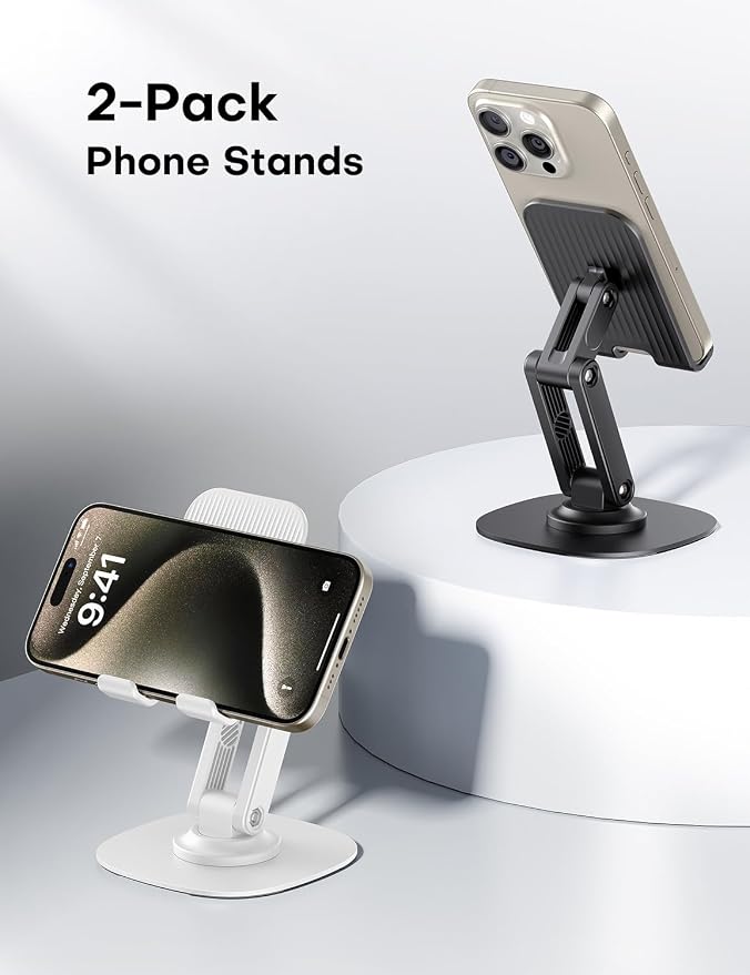 OMOTON Cell Phone Stand for Desk, 2 Pack Adjustable Foldable Phone Holder - Image 6