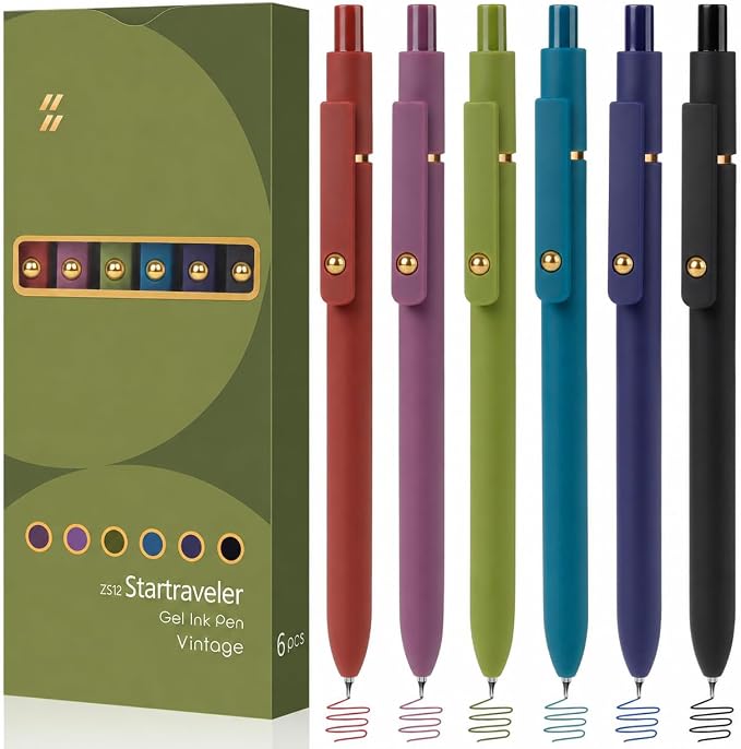 FIOVER Colored Pens, 6 Pack Colorful Gel Pens, Quick-Dry 0.7mm Medium Point by FIOVER