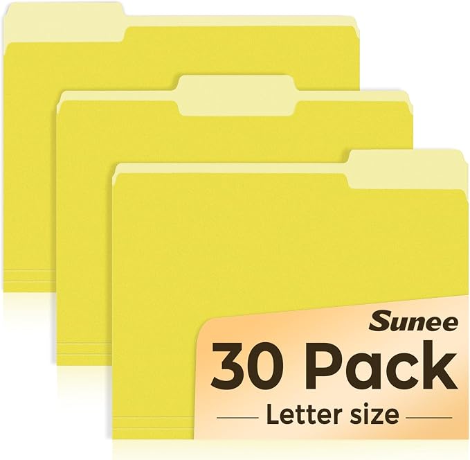 SUNEE File Folders, 30 Pack Manilla Folders 8.5 x 11, Colored File Folders Home by SUNEE