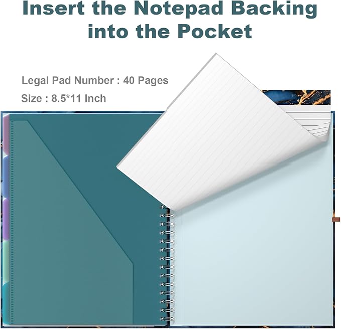 Hongri Clipboard Folio with Refillable Lined Notepad, 8.5 x 11 Folders with - Image 5