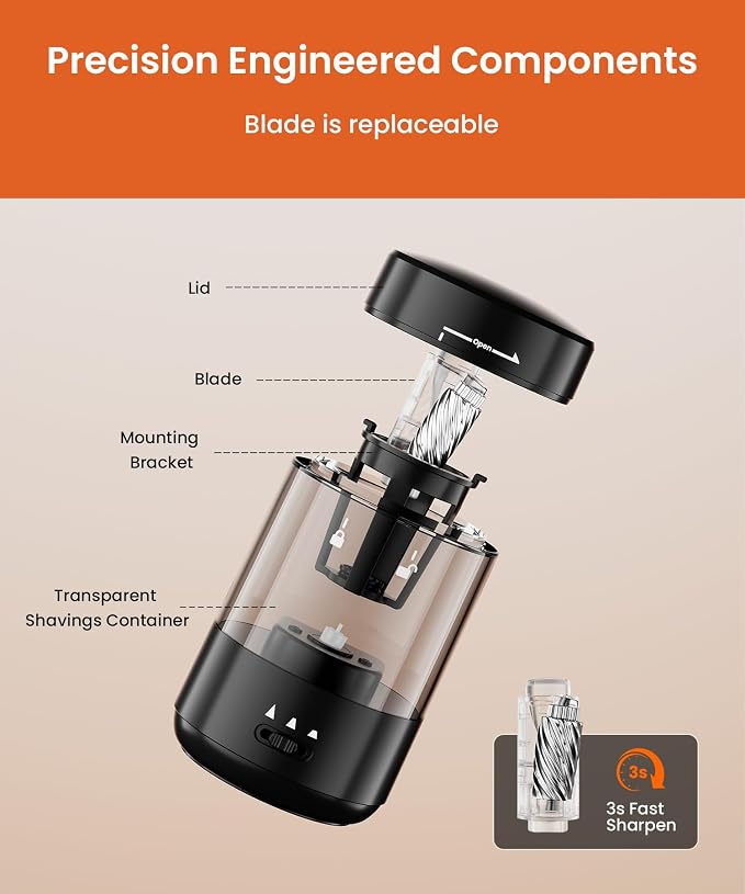 Electric Pencil Sharpener for Classroom, Fully Automatic Pencil Sharpener for - Image 7