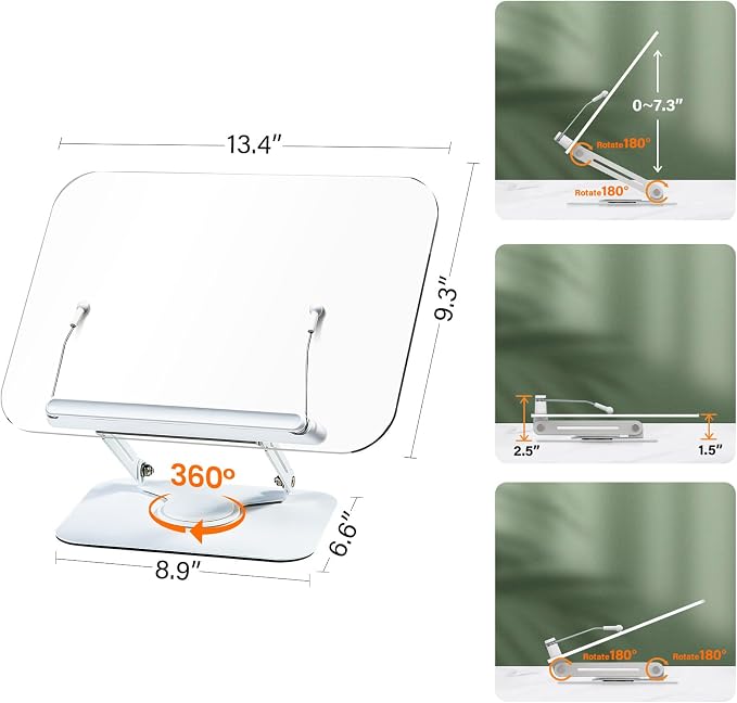 BYMECOST Acrylic Book Stand for Reading, Adjustable Book Holder - Image 5