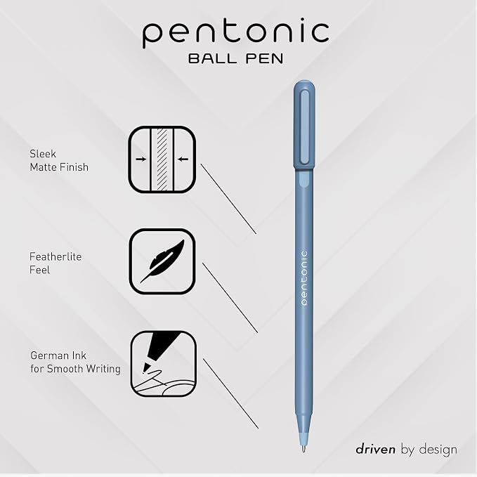 Pentonic Ballpoint Pens, Frosted Pale Blue Barrel - Image 2