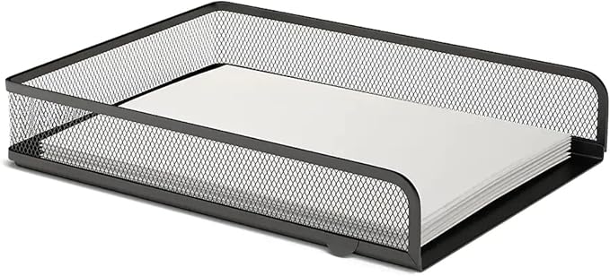 1InTheOffice Stackable Letter Tray, Matte Black Wire Mesh Front-Load Letter Tray by 1InTheOffice