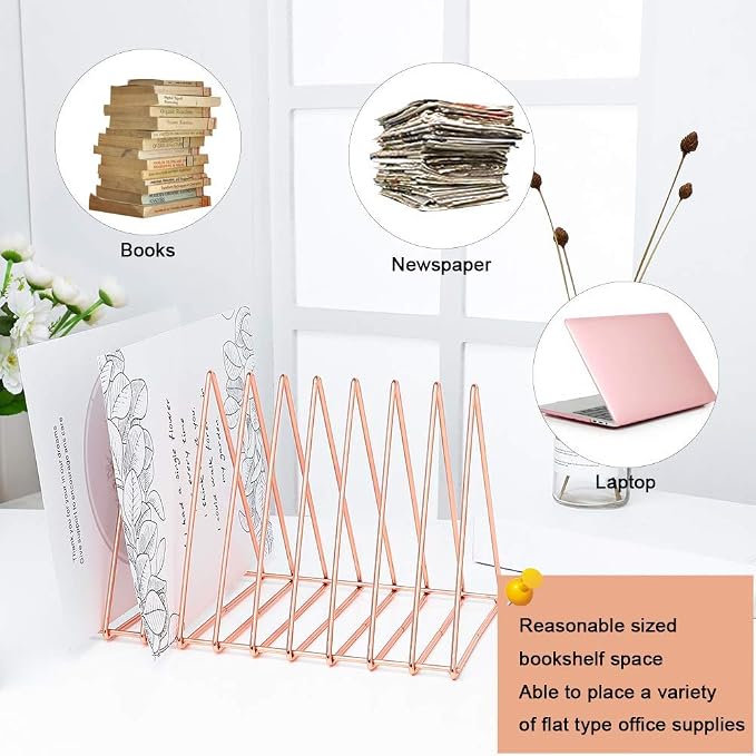 Urban Deco Triangle Desk Organizers Metal Wire Magazine Holder 10 Sections - Image 8