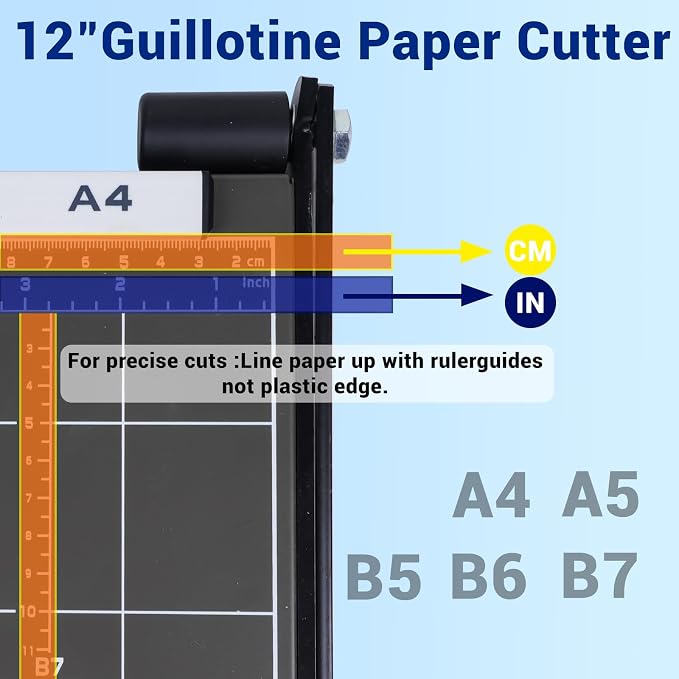 Guillotine Paper Cutter, 12 Sheets Capacity - Image 4