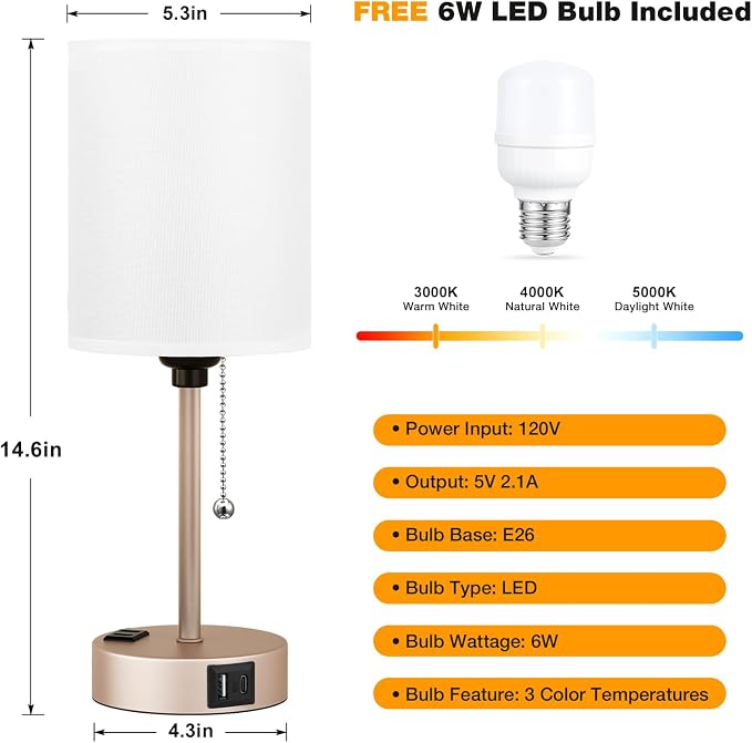 Small Bedside Table lamp for Bedroom - Image 3