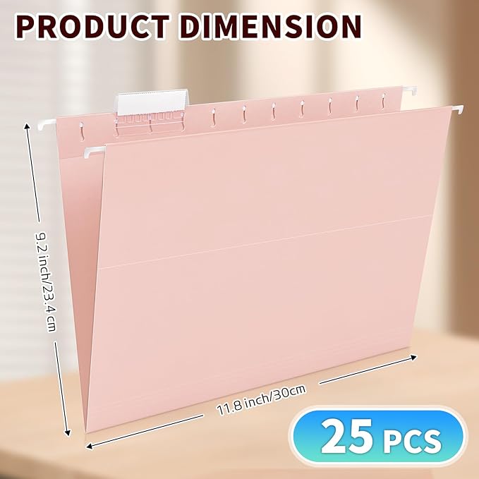 25-Pack Pink Hanging File Folders, Letter Size - Image 4