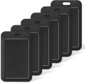 Uniclife 6 Pack Sliding ID Badge Holder Hard Black Vertical Plastic Card Case by UnicLife