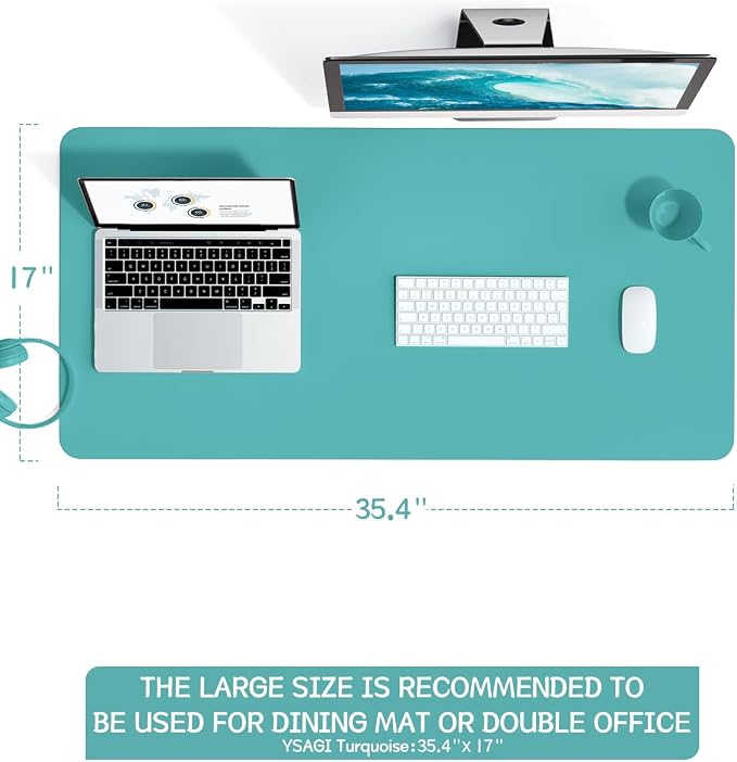 YSAGi Non-Slip Leather Desk Pad L Size, Waterproof Laptop Computer Desk - Image 2