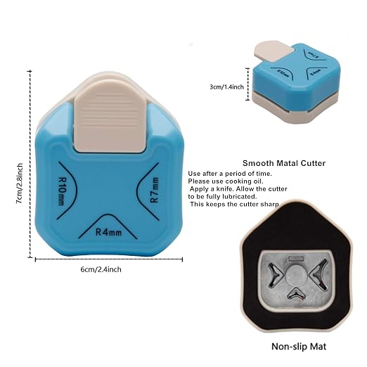 QIQQIKIN Paper Corner Rounder 3 in 1 （R4mm+R7mm+R10mm）， Punches - Image 4