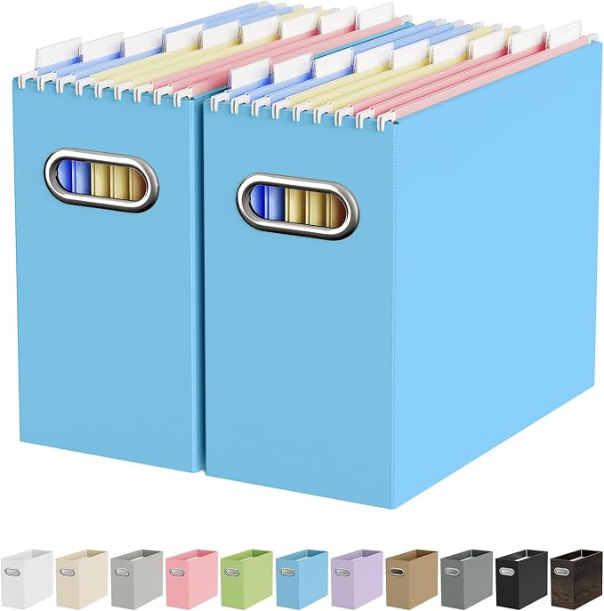 Oterri File Organizer Box, Portable Collapsible Cardboard File Folder Organizer by Oterri