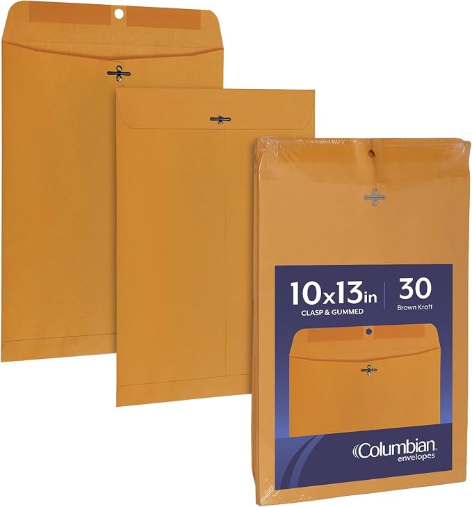 Columbian 10 x 13 Clasp Envelopes, 28 lb Brown Kraft, by TOPSProducts