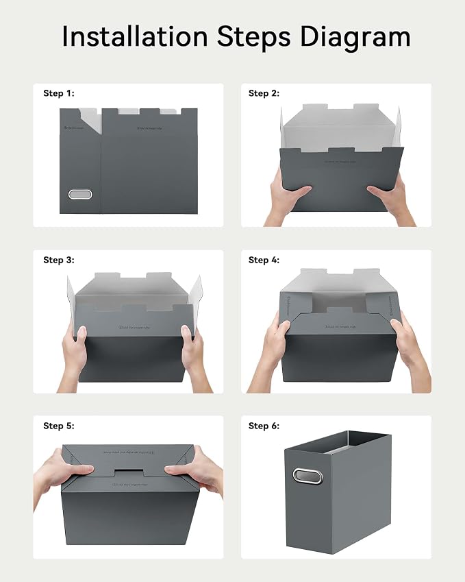 Oterri File Organizer Box, Portable Collapsible Cardboard File Folder Organizer - Image 6