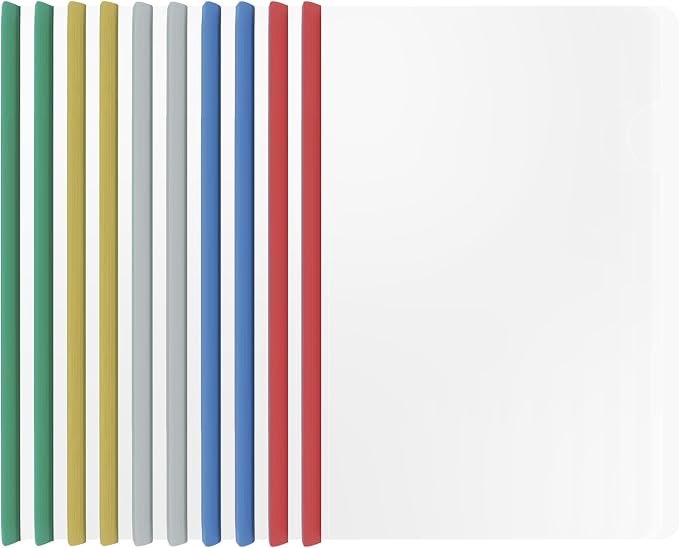 10 Sliding Bar Report Covers A4 Letter Holds 70 Sheets Multicolor | Sliding Bar by Quadafy
