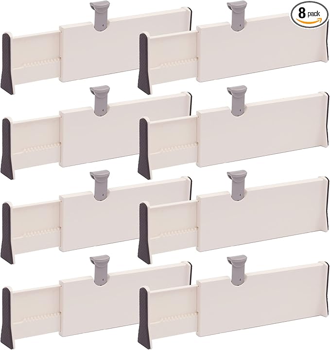 TENABORT Set of 8 Adjustable Drawer Dividers Organizer Separators Plastic by TENABORT