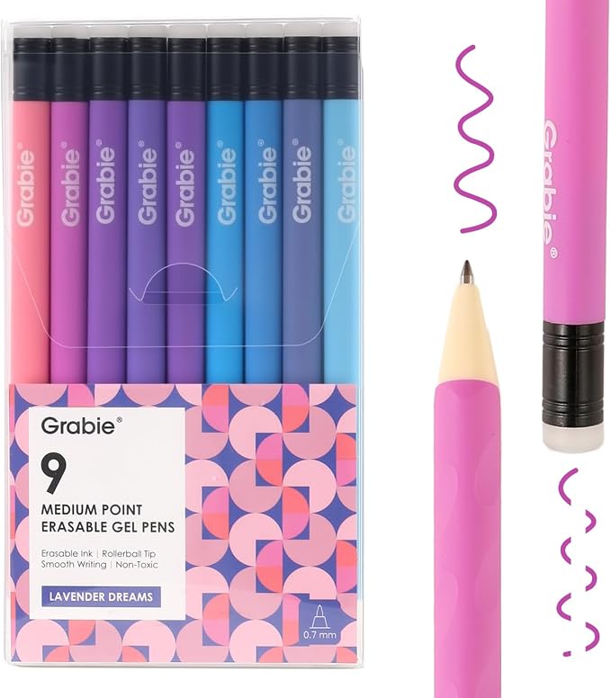 Grabie Erasable Gel Pens, Medium Point 0.7 mm Erasable Pens, Make Mistakes by Grabie
