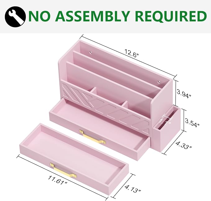 WISUCART Bamboo Desk Organizer Mail Holder Countertop Wood Desk Drawer Tabletop - Image 4