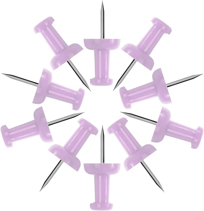 VAPKER Push Pins Tacks 120Pcs Solid Light Purple Thumb Tacks Larger Size Pin by VAPKER