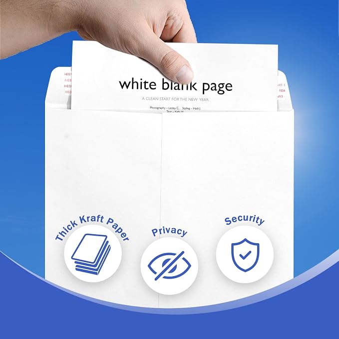 100 Pack 10x13 White Catalog Envelopes Self Seal, Goefun 100GSM Paper White - Image 4
