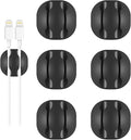 Shintop Cable Clips, 6 Pack Black Double Cord Holder Adhesive Cable Management by Shintop