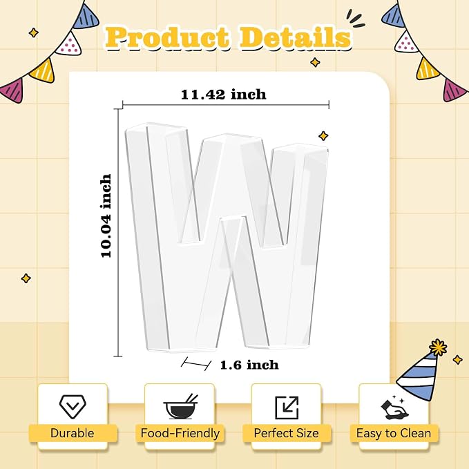 Ledido 10’’ Acrylic Letter Charcuterie Board Box, Reusable Fillable Serving Tray - Image 3