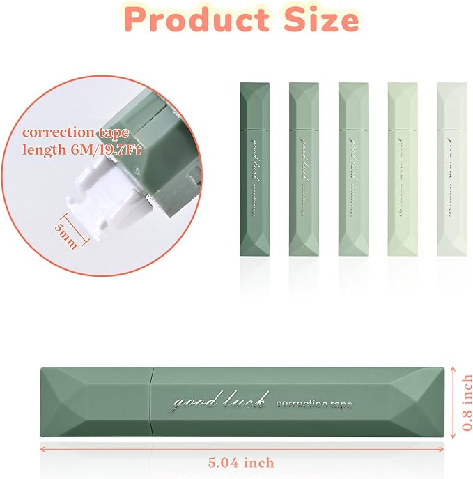 Temiary 5 Pcs White Correction Tapes, Aesthetic Correction Tape Pens Smooth - Image 2