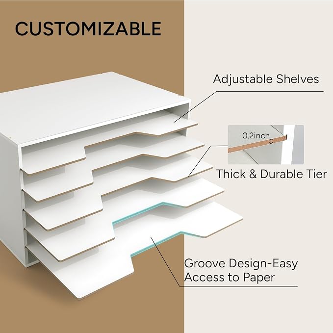Yumkfoi 12x18 Construction Paper Organizer, Larger Size Wooden Literature - Image 4