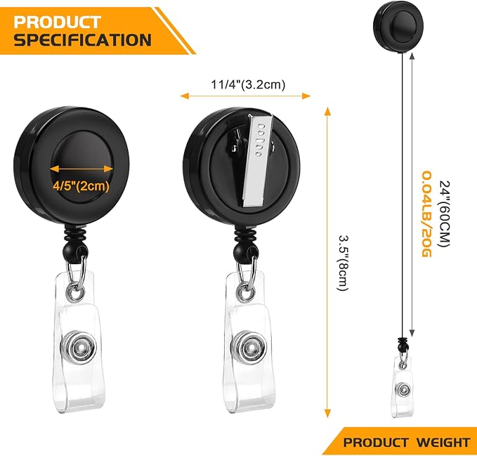 25 Pack Badge Reels Retractable - Image 3