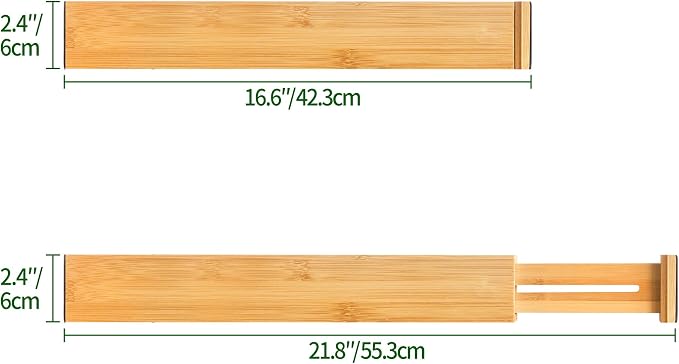 VaeFae 6-Pack Adjustable Bamboo Drawer Dividers, Expandable Drawer Organizer - Image 4