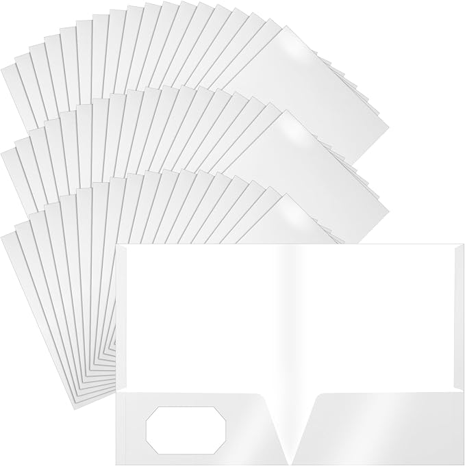 Jutom 50 Pcs 2 Pocket Glossy Paper Folders Glossy Paper Laminated Portfolios by Jutom