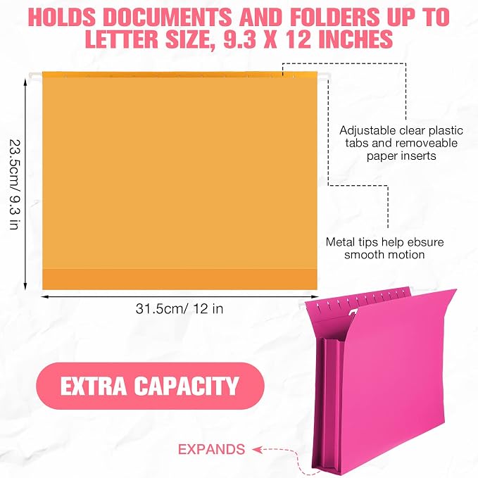 Sepamoon 40 Pcs Hanging File Folders Extra Capacity File Folders Letter Size - Image 2