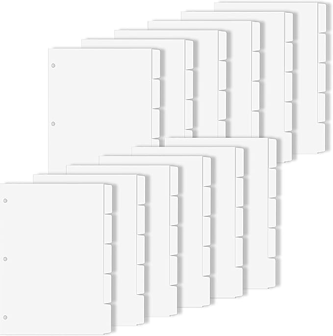 Binder Dividers for 3 Ring Binder, 1/5 Cut Tabs, Letter Size, Blank Write On by COIDEA