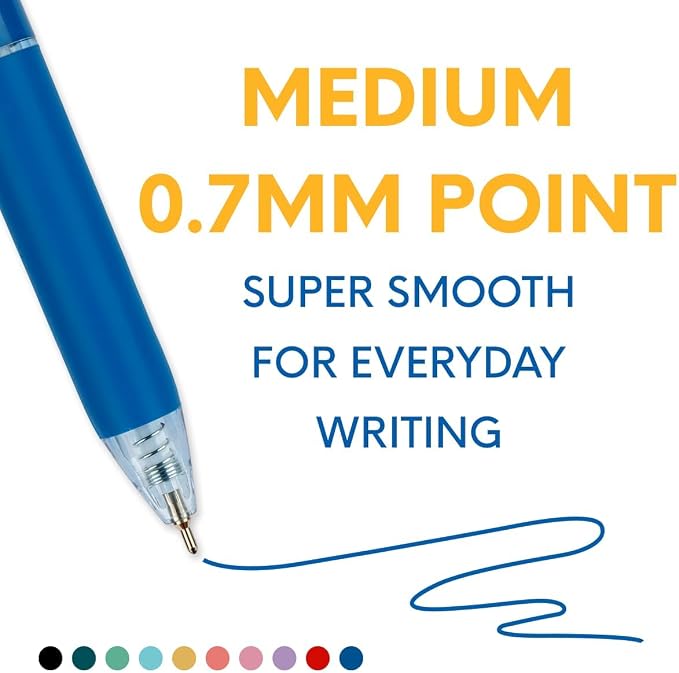 FLEXOFFICE 10-Count Assorted Colors Retractable Ballpoint Pens 0.7mm, Pastel - Image 3
