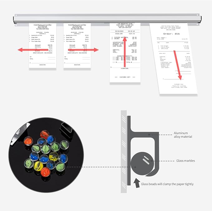 Restaurant Ticket Holder, 16/18/24/28/30" Check Rack Order Receipt Rail Display - Image 2