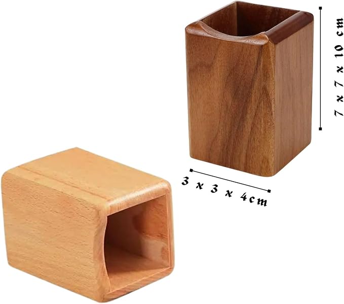 Wooden Pen Holder for Desk, 2 Pack Natural Wood Pencil Cup Holder – Office Desk - Image 3
