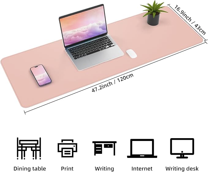 AFIING Large Desk Mat 47.2" x 17.5", Leather Desk Pad Protector - Image 2