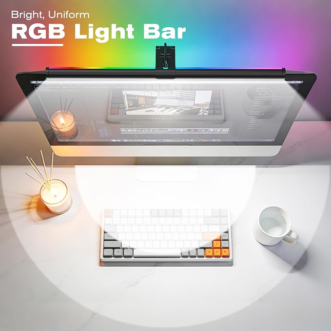 RGB Monitor Light Bar, Eye-Care Dual Light Reading Screen Lamp, 9 Modes Gaming - Image 2