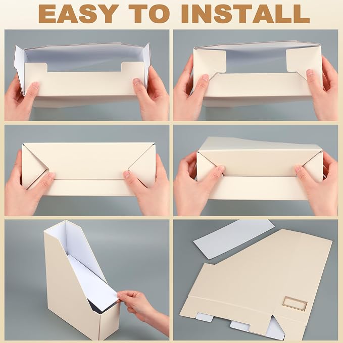 Feifeiya Magazine File Holder Set of 6 Stylish Sturdy Cardboard File Boxes Desk - Image 4