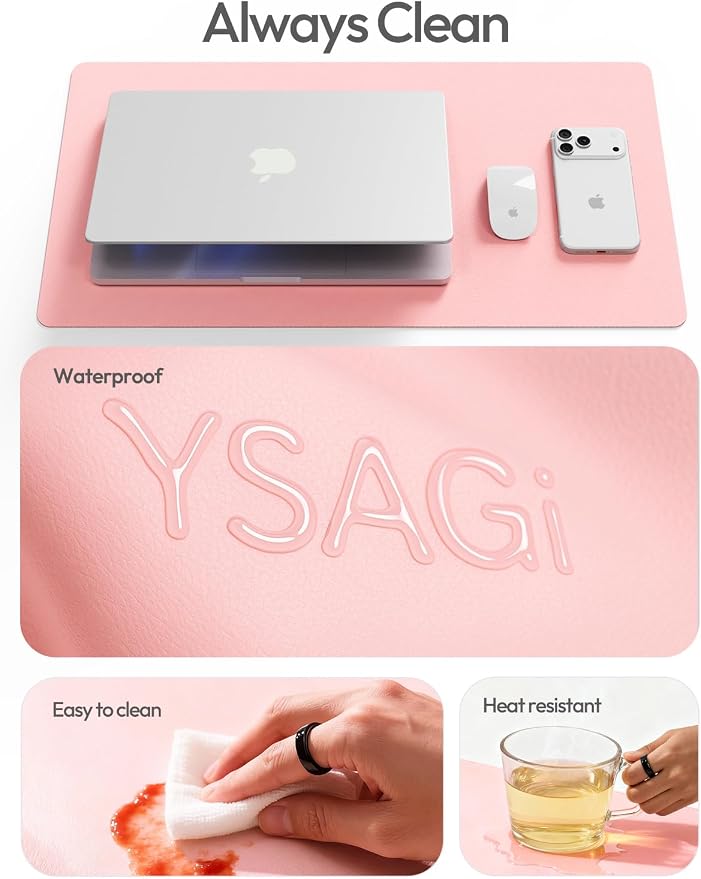YSAGi Leather Desk Protector, Office Mat, Large Mouse Mat, Non-Slip PU Leather - Image 7