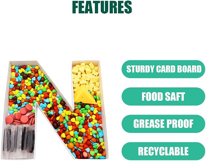 Cardboard Letter Fillable Charcuterie Board Candy Food Tray, 12.2 inch - Image 3