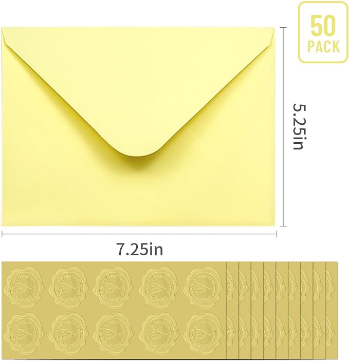 50 PCS Light Yellow Colorful A7 Envelopes - Image 2